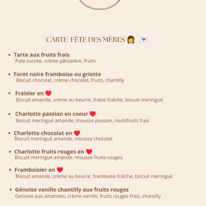 Liste des gateaux de la fete des mères